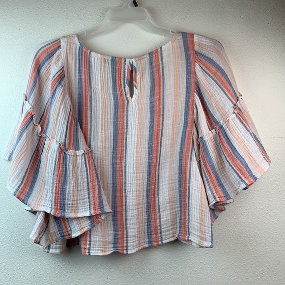 American Eagle Outfitters cozy beachy salsa gauze top flared bell sleeves EUC - Picture 6 of 9